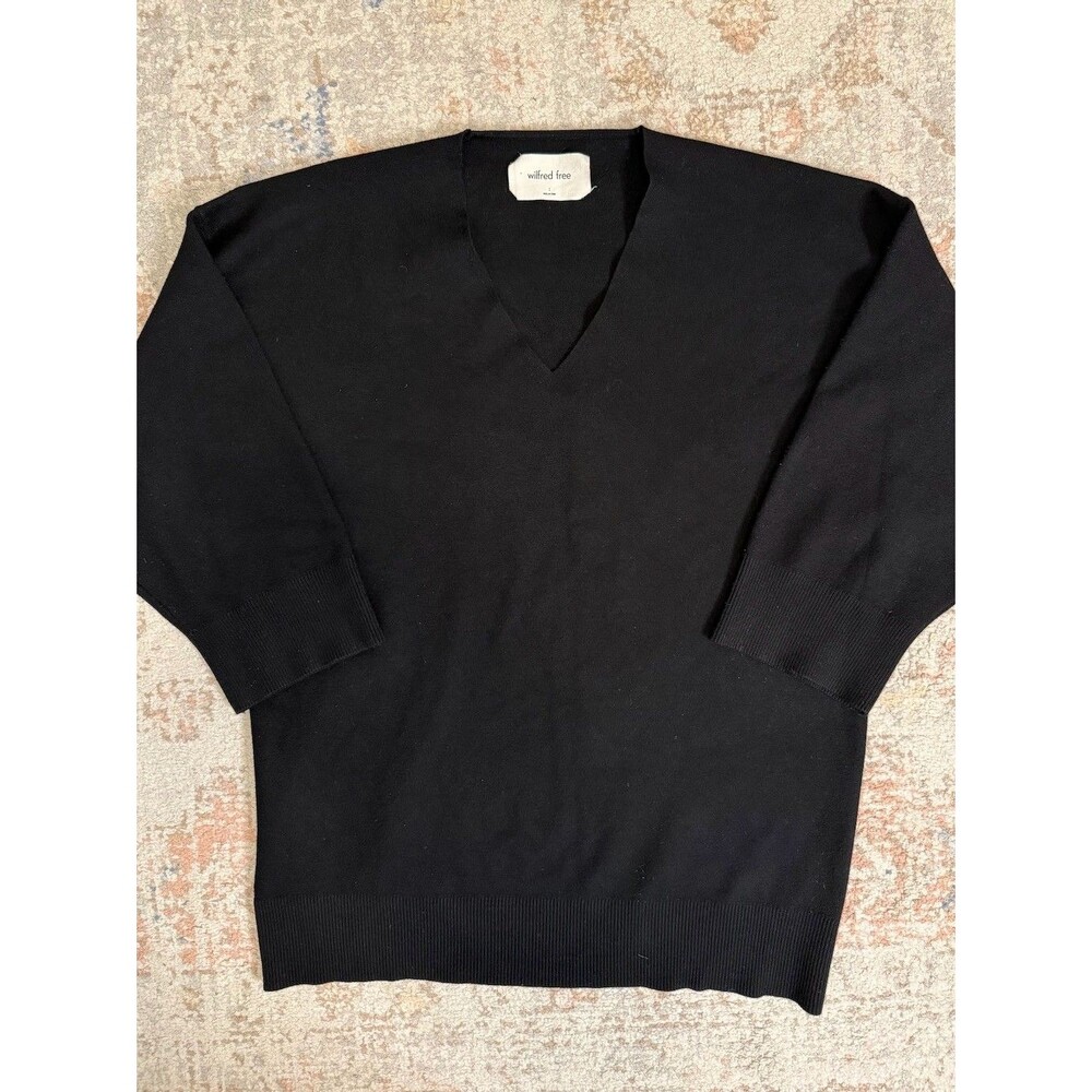 Wilfred Free Aritzia Black V Neck Knit Sweater Oversized Size 1 Minimalist